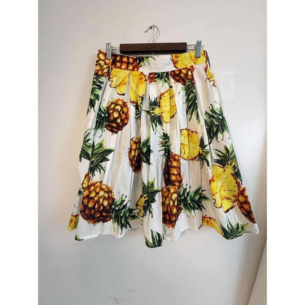 Pineapple Print Circle‎ Skater Skirt Tropical Pinup Retro Rockabilly M